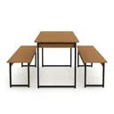 Ver imagem 5 de Conjunto Mesa de Jantar com 2 Bancos Industrial 136x72cm Canela/Preto