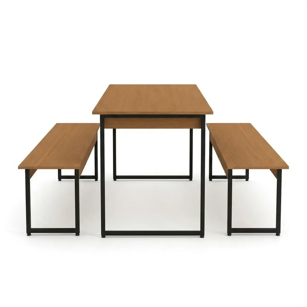 Ver imagem 5 de Conjunto Mesa de Jantar com 2 Bancos Industrial 136x72cm Canela/Preto