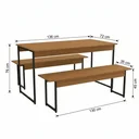 Ver imagem 3 de Conjunto Mesa de Jantar com 2 Bancos Industrial 136x72cm Canela/Preto