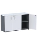 Ver imagem 2 de Armário Baixo Credenza PE25 Pandin 121,50 cm (largura) em MDP Cor Grafito e Branco com Três