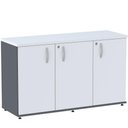Ver imagem 1 de Armário Baixo Credenza PE25 Pandin 121,50 cm (largura) em MDP Cor Grafito e Branco com Três