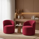Ver imagem 1 de Kit 02 Poltronas Curva Orgânica Nature Gaia Veludo Vermelho - Montanaris Decor