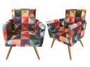 Ver imagem 1 de Kit 2 Poltronas Decorativa Nina Suede Triângulo Pés Madeira Ms Decor