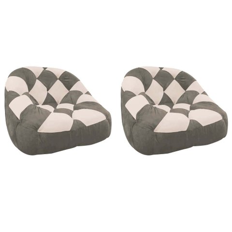 Kit 02 Poltrona Paloma Escritório Sala Pé Plástico Suede Cappuccino e Suede Bege - Dominic Decor