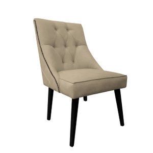 Cadeira De Jantar Bela Capitone Suede Capuccino com Tachas