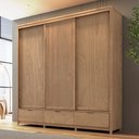 Ver imagem 3 de Guarda Roupa Casal 3 Portas de Correr 3 Gavetas 221cm Madeira Maciça Benton F06 Tauari - Lyam Decor
