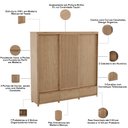 Ver imagem 5 de Guarda Roupa Casal 3 Portas de Correr 3 Gavetas 221cm Madeira Maciça Benton F06 Tauari - Lyam Decor