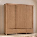 Ver imagem 1 de Guarda Roupa Casal 3 Portas de Correr 3 Gavetas 221cm Madeira Maciça Benton F06 Tauari - Lyam Decor