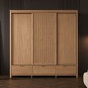 Ver imagem 4 de Guarda Roupa Casal 3 Portas de Correr 3 Gavetas 221cm Madeira Maciça Benton F06 Tauari - Lyam Decor