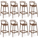 Ver imagem 1 de Kit 8 Banquetas Allegra com Encosto Design Cozinha/bancada - Marrom