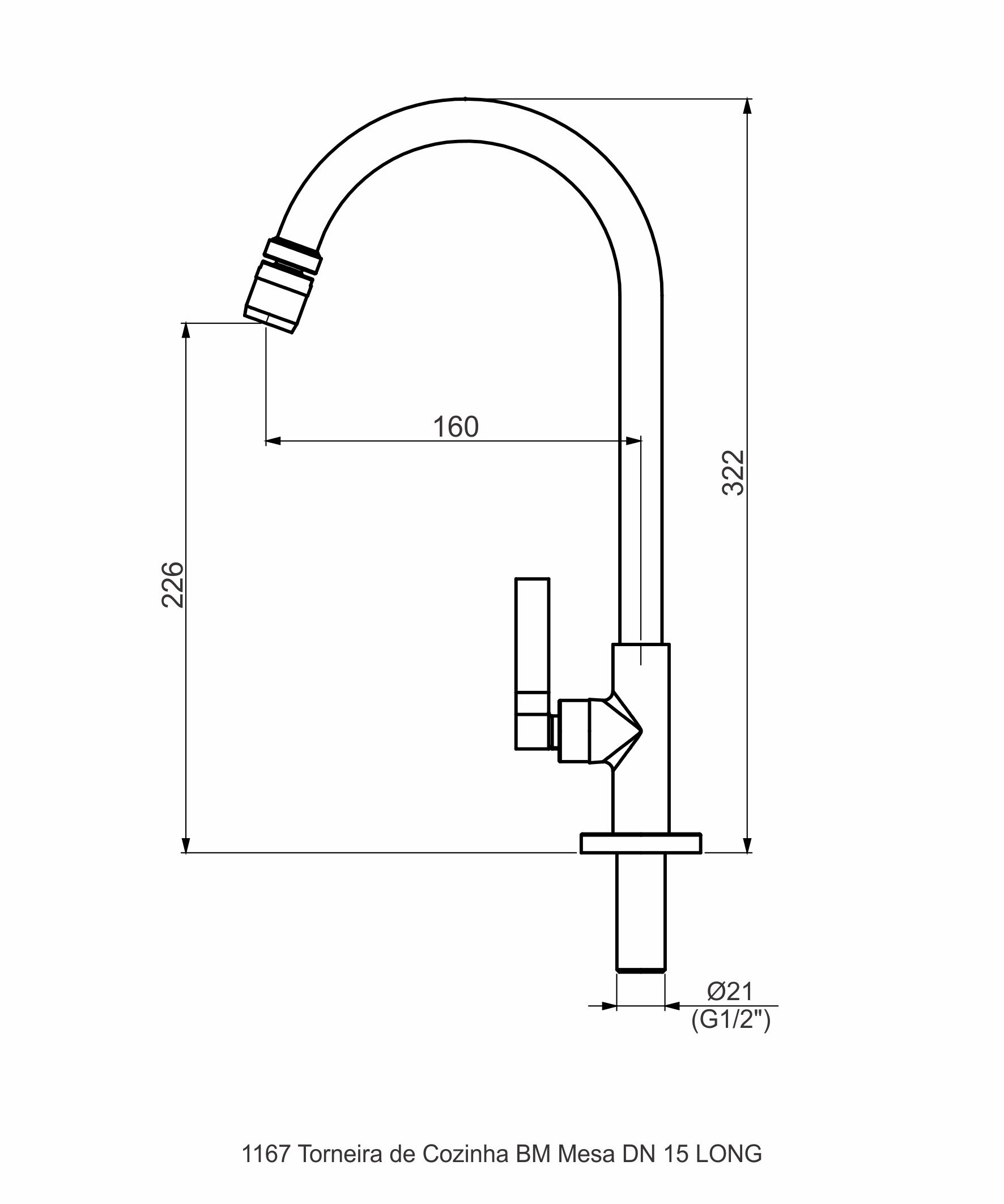 Torneira Cozinha 1167 C47 Long Cromado - Perflex – 10752410 - 2