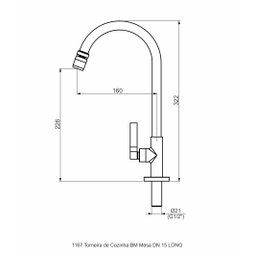 Torneira Cozinha 1167 C47 Long Cromado - Perflex – 10752410 - 2