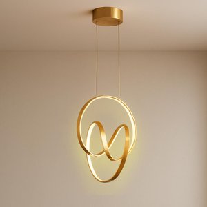 Lustre Pendente Led 14w Halo Dourado Moderno com 3 Cores de Luz Bivolt para Sala e Jantar