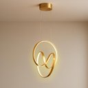 Ver imagem 1 de Lustre Pendente Led 14w Halo Dourado Moderno com 3 Cores de Luz Bivolt para Sala e Jantar