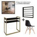 Ver imagem 3 de Kit Mesa Preta + Cadeira + Prateleira Para Salão De Beleza Com Prateleiras Redecore Conjunto De Móve