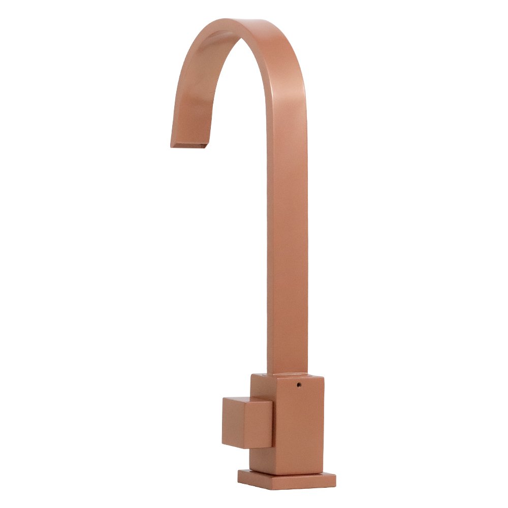 Torneira Cascata Para Banheiro Quadrada Mesa Rose Gold Metal - 3