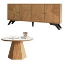 Ver imagem 1 de Kit Aparador Buffet 04 Portas Messina com Mesa de Centro Ferrara D03 Freijó Off White - Lyam Decor