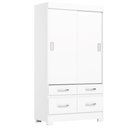 Ver imagem 1 de Guarda Roupa Solteiro 2 Portas Deslizantes 4 Gavetas 110 Cm Be25 Branco Briz