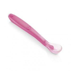 Colher 100% Silicone Treinamento  Para Alimentação Do  Bebê Funny Meal Rosa Multikids Baby- Bb066