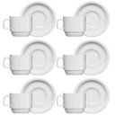 Ver imagem 1 de Jogo 6 Xícaras de Chá com Pires de Porcelana 215ml Classe Única Iguaçu Germer Branco
