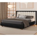 Ver imagem 4 de Cabeceira King com LED Yeon Courino Preto / Linho Off White - Sallar Home