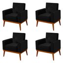 Ver imagem 1 de Kit 4 Poltronas Decorativa Florença Pés em Madeira Maciça Estofado Veludo - Preto