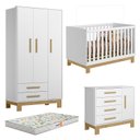 Ver imagem 1 de Quarto de Bebê Q Encanto Slim Branco Acetinado com Colchão Gazin - Qmovi