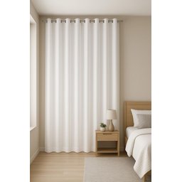 Cortina no Linho Flamê Branco com Forro Microfibra Branco no Ilhós de 28mm - 1
