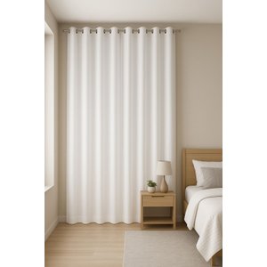 Cortina no Linho Flamê Branco com Forro Microfibra Branco no Ilhós de 28mm