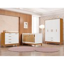 Ver imagem 2 de Dormitório Infantil Flip Guarda Roupa 4 Portas, Cômoda 1 Porta e Berço Branco Fosco/savana com
