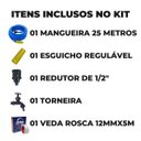 Ver imagem 2 de Mangueira De Jardim 25m Metros Reforçada Chata Antitorção + Torneira Reforçada + Fita Veda Rosca | L