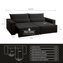 Ver imagem 4 de Sofa Cama 240cm Retratil e Reclinavel 4 Lugares Nepal