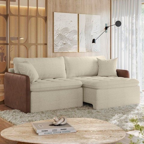 Sofá Cama Retrátil e Reclinável 3 Lugares Bipartido 234cm Belmopã Yescasa
