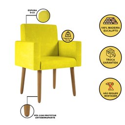 Poltrona Nina Escritório Recepção Pés Palito - Balaqui Decor Cor:amarelo - 3