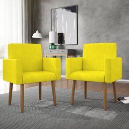 Poltrona Nina Escritório Recepção Pés Palito - Balaqui Decor Cor:amarelo - 2