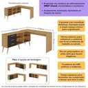 Ver imagem 3 de Escrivaninha de Canto em L com 3 Gavetas Porto Multimóveis MP6036 Madeirado/Preto