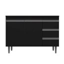 Ver imagem 1 de Balcão de Pia Cozinha Andréia 100 Cm 2 Portas Preto 1820 sem Tampo Ajl Móveis