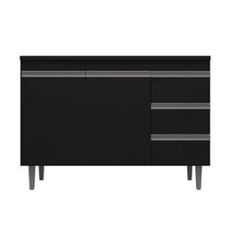 Balcão de Pia Cozinha Andréia 100 Cm 2 Portas Preto 1820 sem Tampo Ajl Móveis - 1