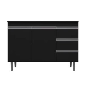 Balcão de Pia Cozinha Andréia 100 Cm 2 Portas Preto 1820 sem Tampo Ajl Móveis