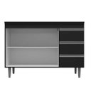 Ver imagem 2 de Balcão de Pia Cozinha Andréia 100 Cm 2 Portas Preto 1820 sem Tampo Ajl Móveis