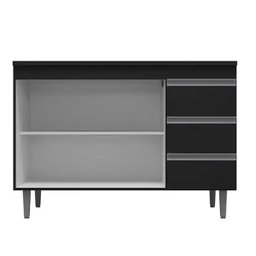 Balcão de Pia Cozinha Andréia 100 Cm 2 Portas Preto 1820 sem Tampo Ajl Móveis - 2