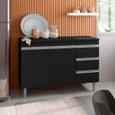 Ver imagem 3 de Balcão de Pia Cozinha Andréia 100 Cm 2 Portas Preto 1820 sem Tampo Ajl Móveis