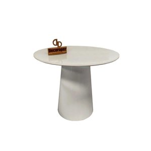 Mesa de Canto Cone Laqueado com Tampo Vidro 60cm Off White 70cm