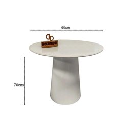 Mesa de Canto Cone Laqueado com Tampo Vidro 60cm Off White 70cm - 2