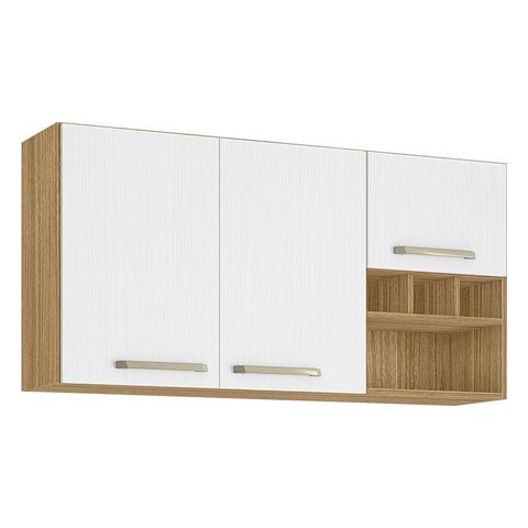 Armário Aéreo Ametista 3 Portas e 3 Garrafas 120 Cm Freijó Supremo - Kits Paraná