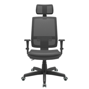 Cadeira Presidente Escritório Giratória Backsystem Plaxmetal Nr17 Braços 3d Material Sintético Preta