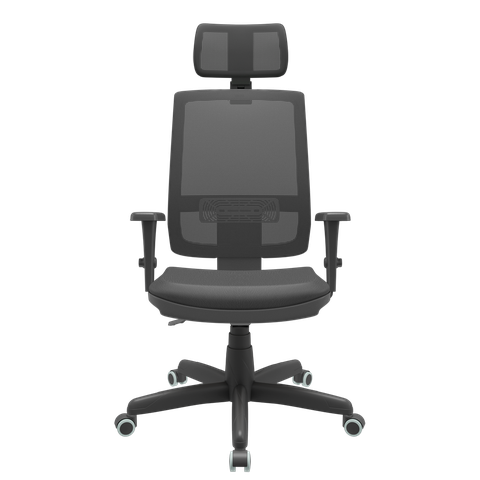 Cadeira Presidente Escritório Giratória Backsystem Plaxmetal Nr17 Braços 3d Material Sintético Preta