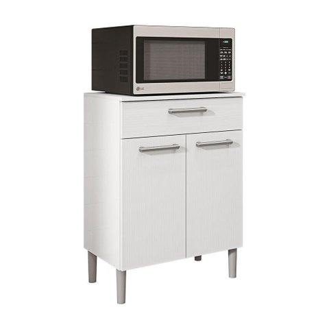 Balcão Multiuso para Forno Microondas 2 Portas e 1 Gaveta Diamond Branco - Pallazio