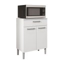 Ver imagem 1 de Balcão Multiuso para Forno Microondas 2 Portas e 1 Gaveta Diamond Branco - Pallazio