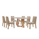 Ver imagem 1 de Conjunto Sala de Jantar Mesa Florença 180x90cm Off White com 6 Cadeiras Dallas Veludo Bege